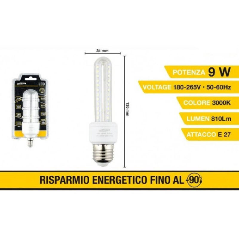 foto del prodotto trade shop traesio lampadina led e27 9w bianco caldo 3000k freddo 6500k naturale 4000k 48d 2u04tc bianco caldo 