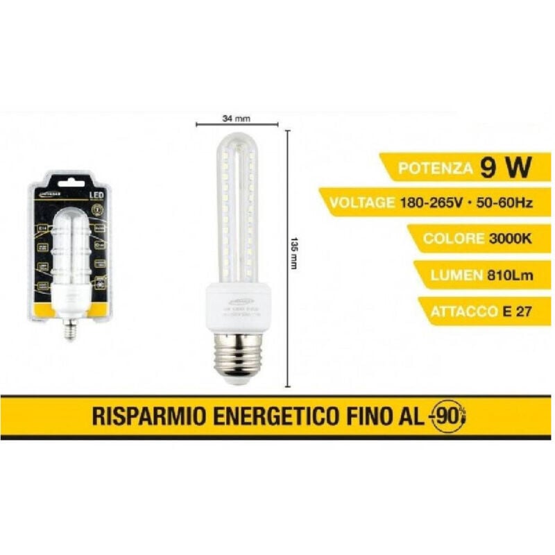 foto del prodotto trade shop traesio lampadina led e27 9w bianco caldo 3000k freddo 6500k naturale 4000k 48d 2u04tc bianco freddo 