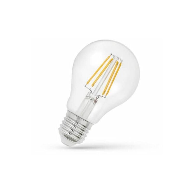 foto del prodotto trade shop traesio lampadina led e27 a filamento a60 trasparente 5w 2700k luce calda mondo led