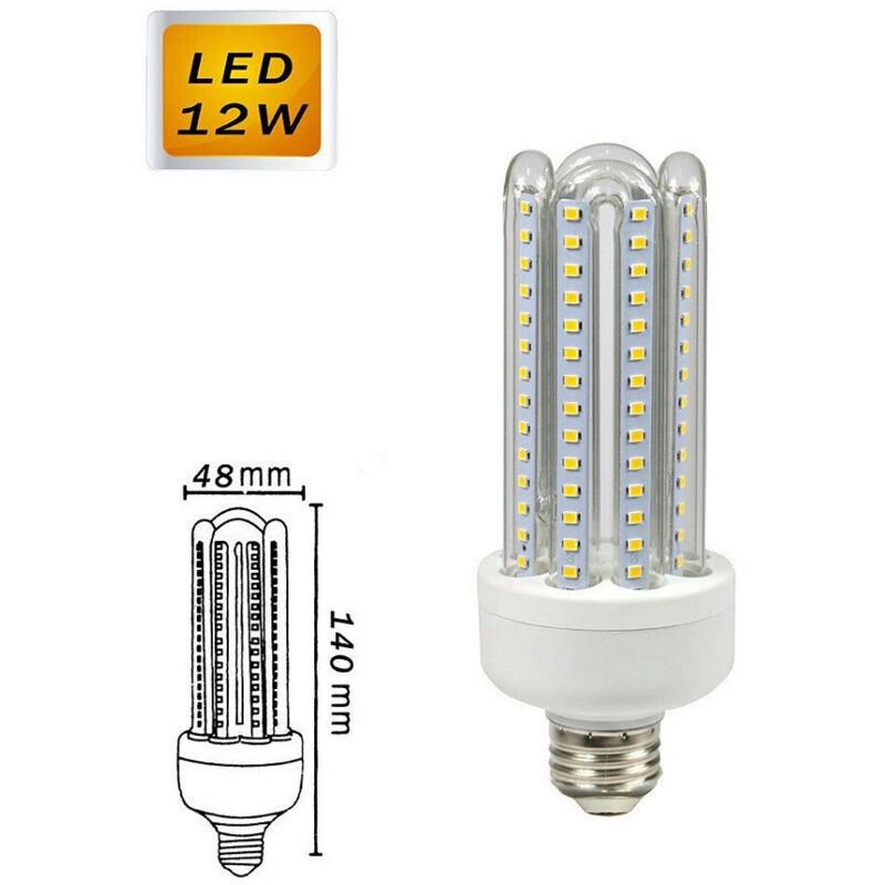 foto del prodotto trade shop traesio lampadina led e27 da 12 w luce calda 3000k naturale 4000k fredda 6500k 4u 01t bianco caldo 