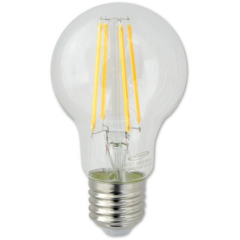 foto del prodotto trade shop traesio - lampadina led filamento 8 w e27 a60 sfera luce 6500k 3000k 4000k 880lm a60-t8 - -bianco freddo -