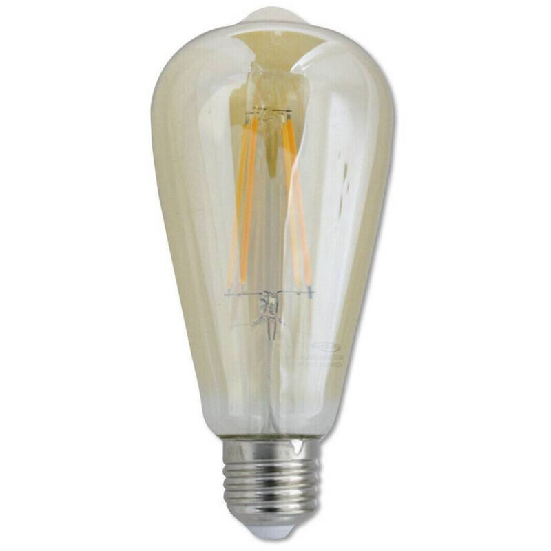 foto del prodotto trade shop traesio lampadina led filamento 8w st64 e27 luce calda 2600k 880lmn vetro ambrato t64 oc 