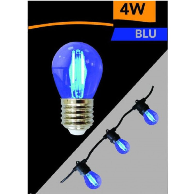 foto del prodotto trade shop traesio lampadina led g45 attacco e27 4 w a globo a filamento luce colorata blu g45a tb 