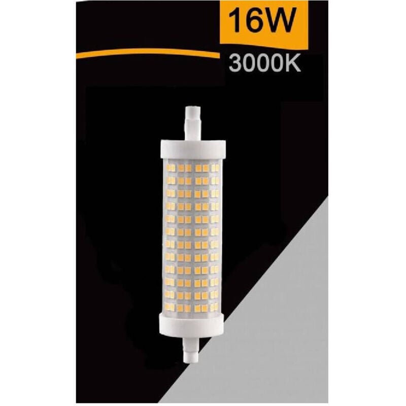 foto del prodotto trade shop traesio lampadina led smd r7s l118 16w tubolare luce 3000k 4000k 6500k sparac r7s 16w 001 bianco caldo 