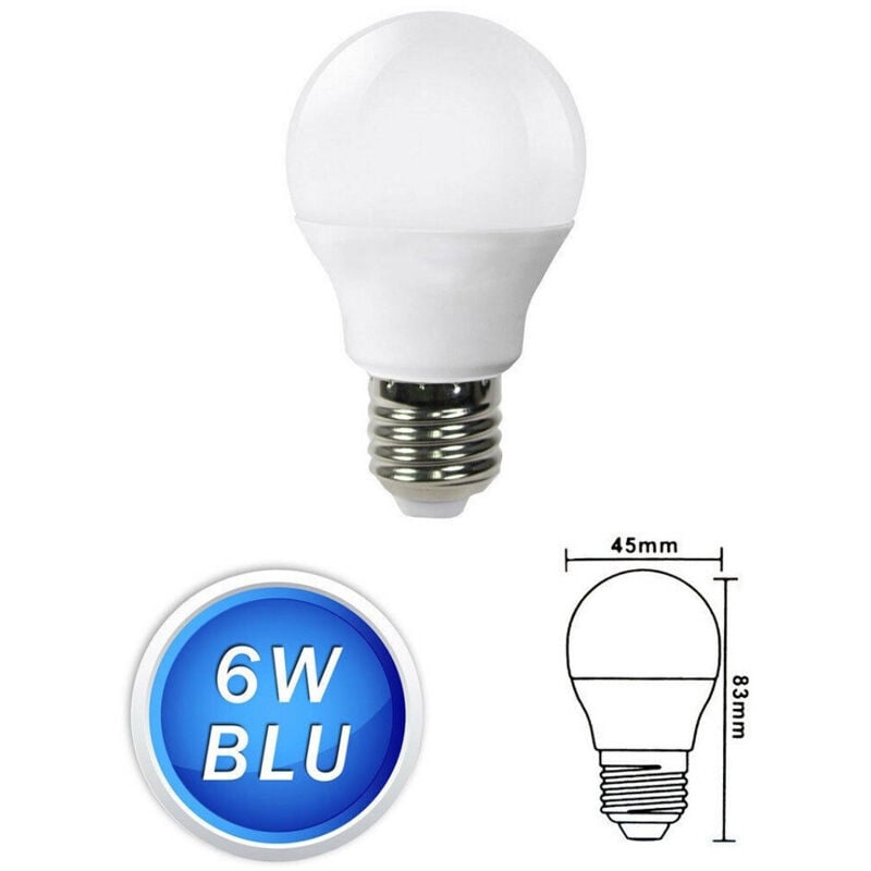foto del prodotto trade shop traesio lampadine led sfera 6 w e27 luce colorata verde blu rossa lampada globo g45 blu 