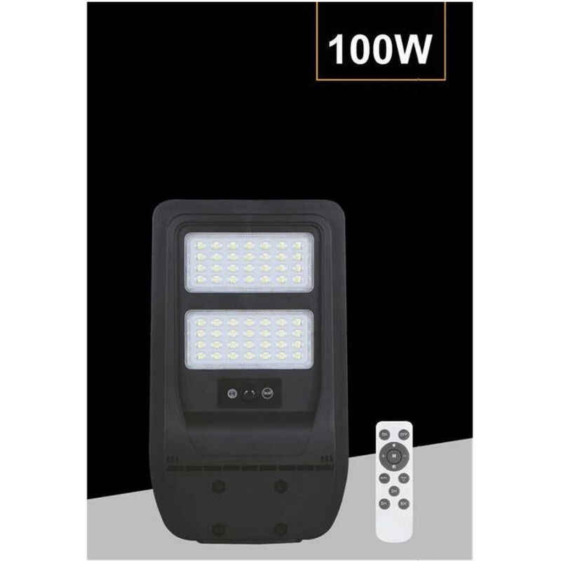foto del prodotto trade shop traesio lampione faretto solare 100w con sensore crepuscolare luce naturale 4000k tr 100w 