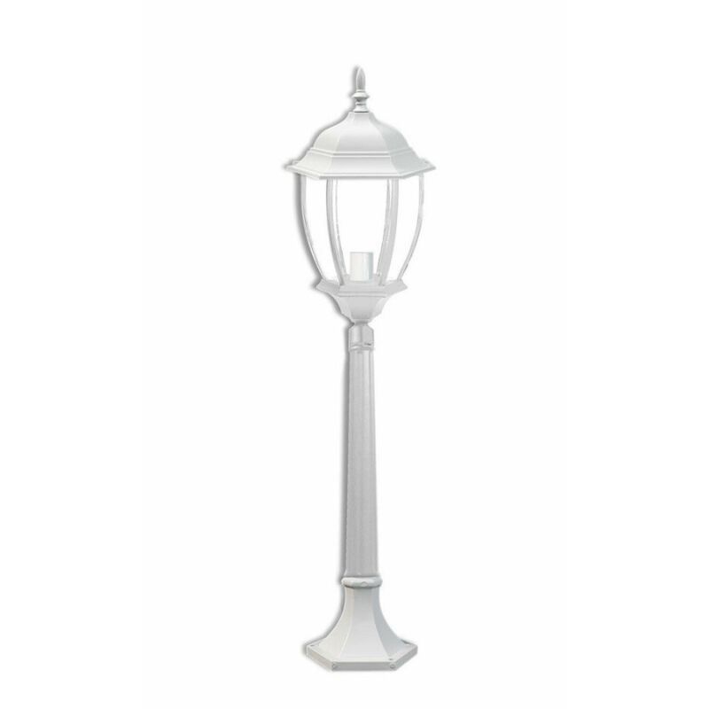 foto del prodotto trade shop traesio lampione giardino 870mm lanterna in vetro e27 luce esterno alluminio es39 bianco 