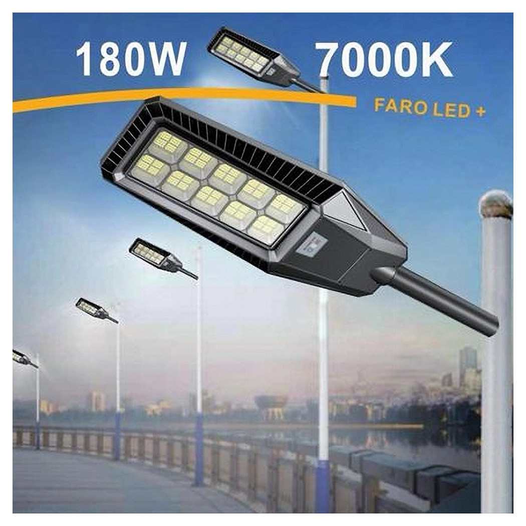 foto del prodotto trade shop traesio lampione stradale faro a led solare per esterno 180w luce 7000k sl 606 250 7000k 