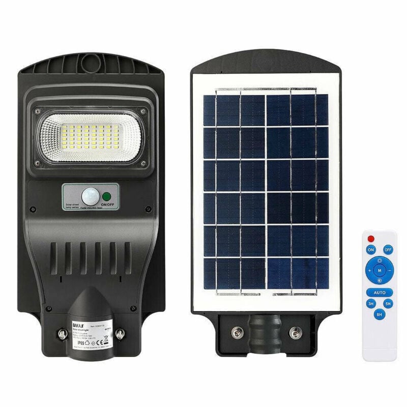 foto del prodotto trade shop traesio - lampione stradale faro led 30w solare luce esterno sensore movimento telecomando -