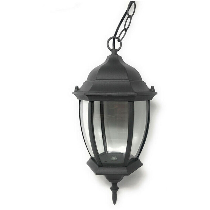 foto del prodotto trade shop traesio lanterna a sospensione da soffitto con catena lampada giardino attacco e27 es40 grigio