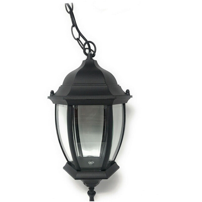 foto del prodotto trade shop traesio lanterna a sospensione da soffitto con catena lampada giardino attacco e27 es40 nero