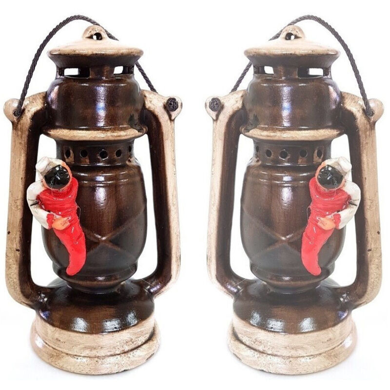 foto del prodotto trade shop traesio - lanterna elemento decorativo casa pulcinella portafortuna terracotta -