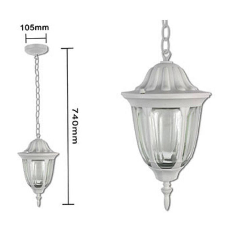 foto del prodotto trade shop traesio lanterna sospesa da soffitto lampada giardino retr per esterno con catena bianco