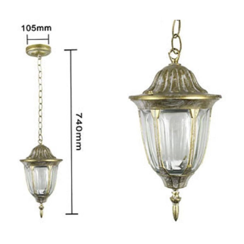foto del prodotto trade shop traesio lanterna sospesa da soffitto lampada giardino retr per esterno con catena oro