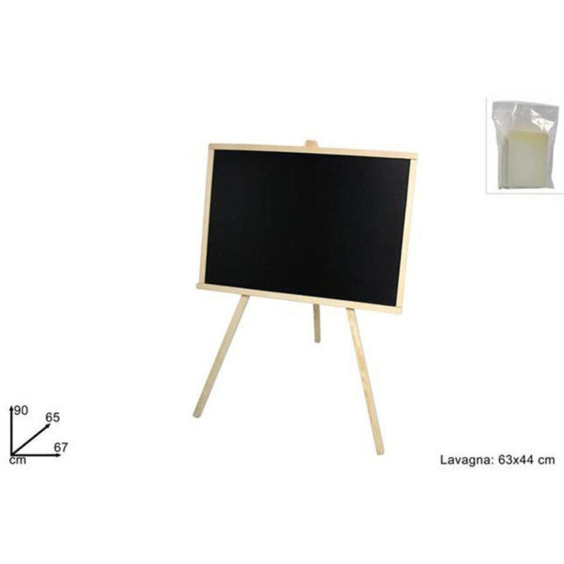 foto del prodotto trade shop traesio lavagna con cavalletto in legno 63x44 cm scrivibile con gessetto e cancellino 