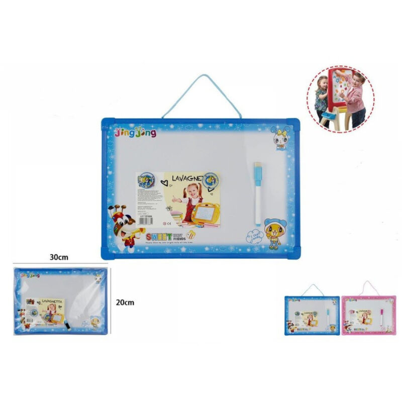 foto del prodotto trade shop traesio lavagna magnetica con cornice in plastica per bambini con pennarello gioco 07684 