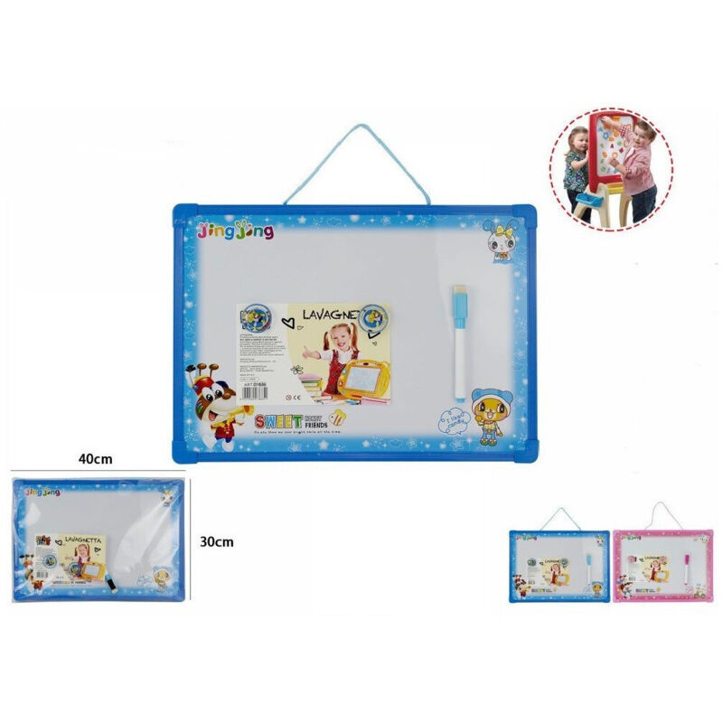 foto del prodotto trade shop traesio lavagna magnetica con cornice in plastica per bambini con pennarello gioco 07686 