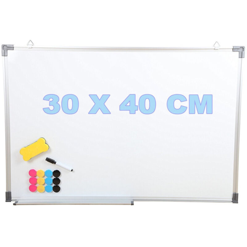 foto del prodotto trade shop traesio lavagna magnetica con struttura alluminio 30 x 40 cm 3 pennarelli 12 magneti 
