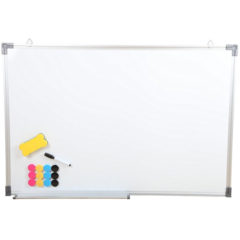foto del prodotto trade shop traesio - lavagna magnetica xl struttura alluminio 40 x 60 cm + 3 pennarelli + 12 magneti -