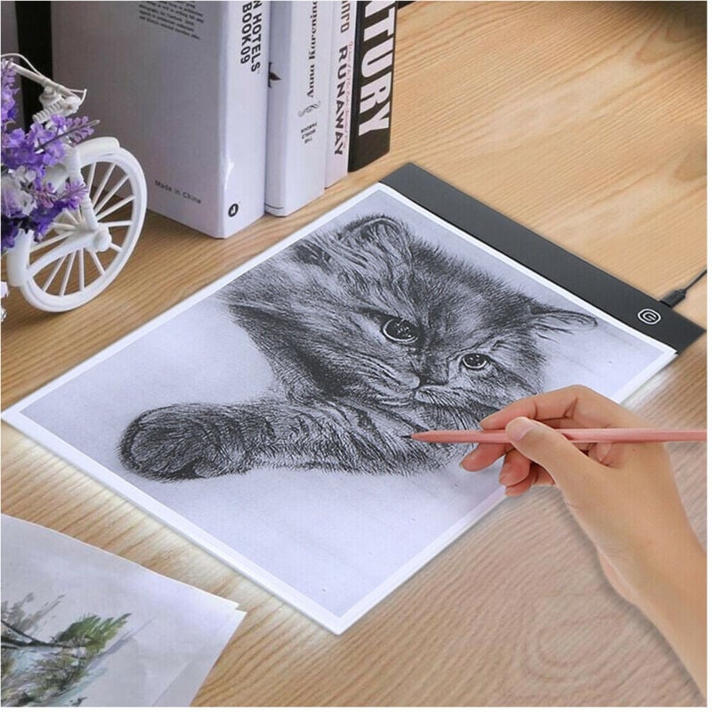 foto del prodotto trade shop traesio - led art light pad tavolo supporto luminoso per tracciare disegni artisti fto a4 -