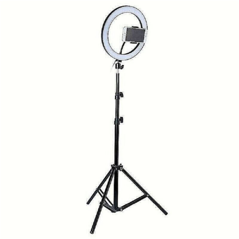 foto del prodotto trade shop traesio led ring light con treppiedi lampada anulare per selfie streaming dal vivo 