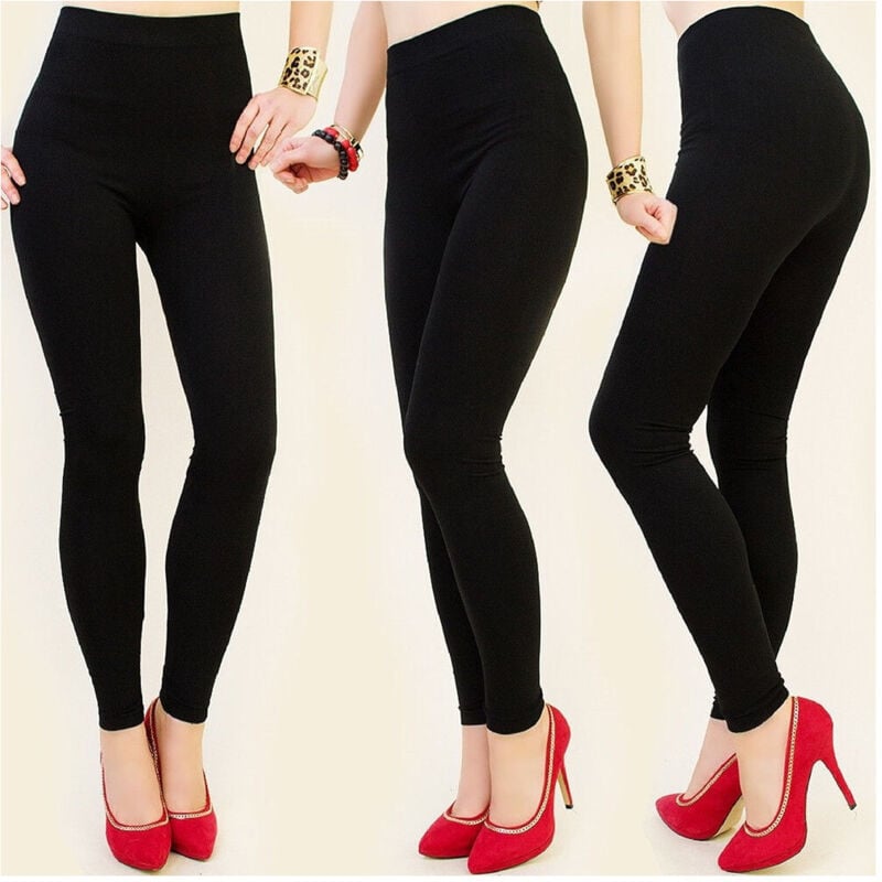 foto del prodotto trade shop traesio - leggings mod.919 elastici nero tessuto opaco da donna comodi eleganti -