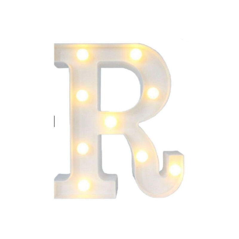 foto del prodotto trade shop traesio lettera r luminosa con luci led a batteria decorazioni per la casa dim. 22 cm 