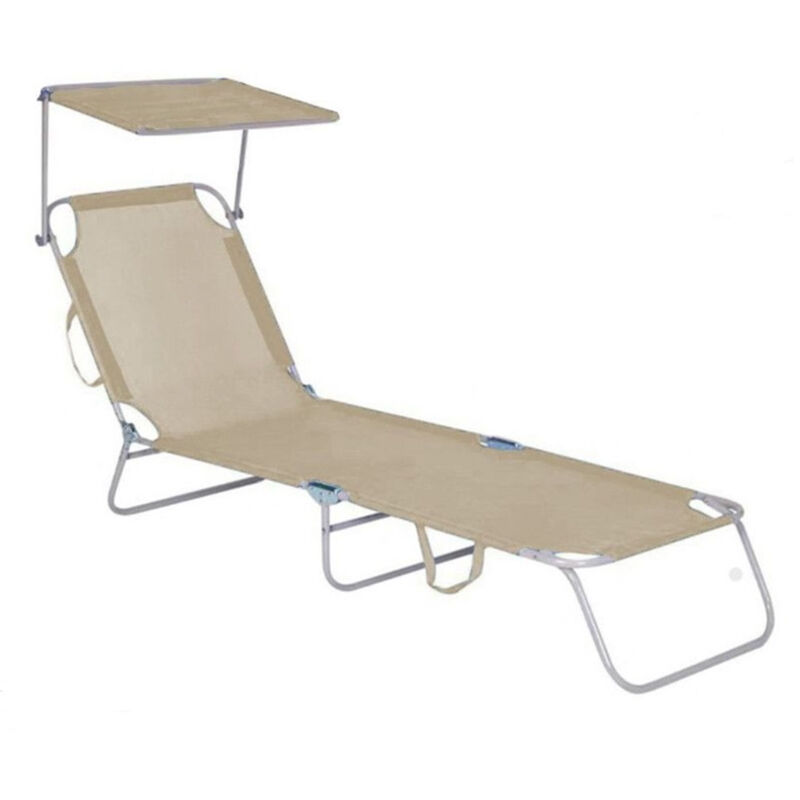 foto del prodotto trade shop traesio lettino con parasole in textilene tortora mare giardino schienale regolabile 281055 