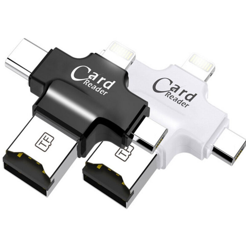 foto del prodotto trade shop traesio lettore schede 4 in 1 microsd android ios windows pc card reader fat32 bianco 