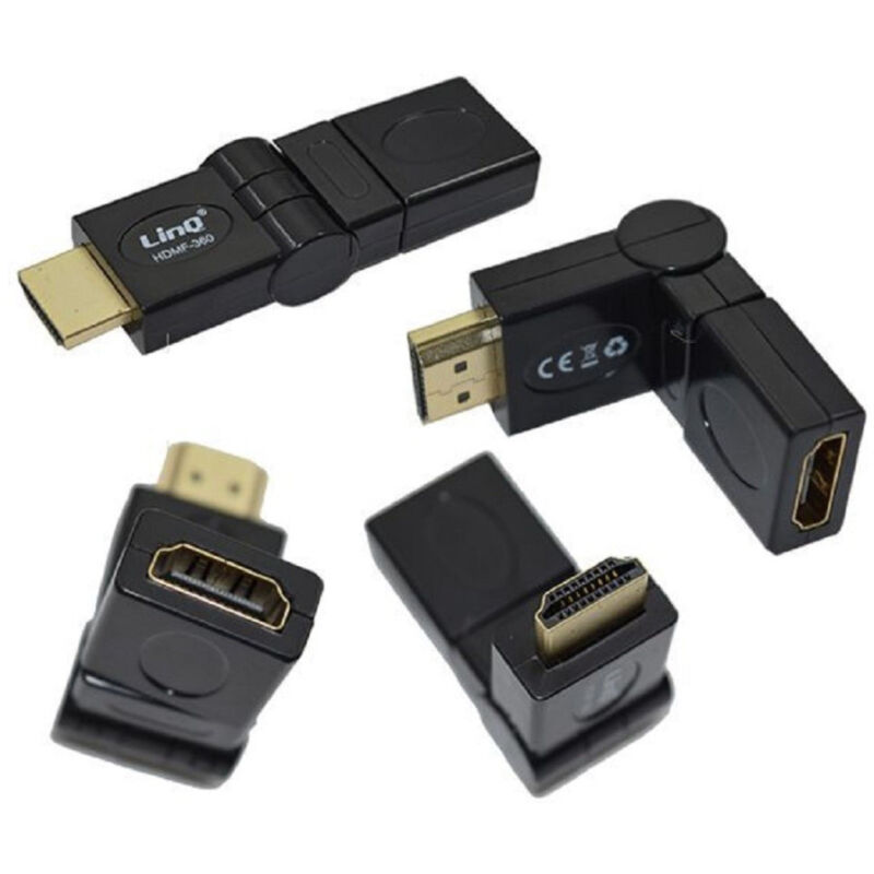 foto del prodotto trade shop traesio linq adattatore connettore da hdmi maschio a hdmi femmina 360 gomito girevole hdmf 360 