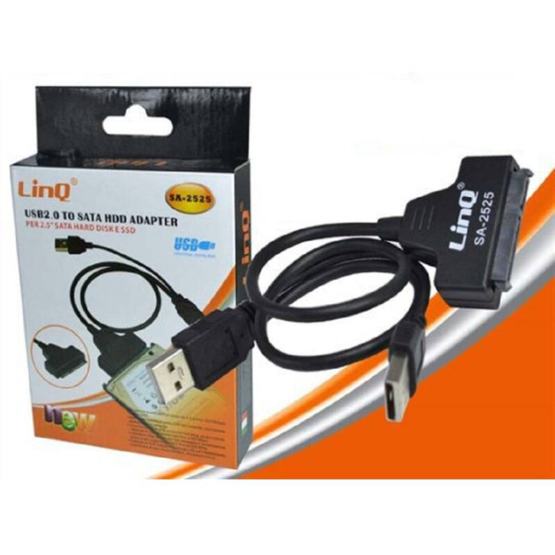 foto del prodotto trade shop traesio linq adattatore convertitore sata usb 2.0 a hard disk sata 2.5 velocit 480mbps sa 2525 