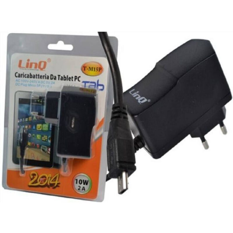 foto del prodotto trade shop traesio linq alimentatore caricabatteria da rete casa per tablet pc 5v 2a 10w micro usb t m15p 