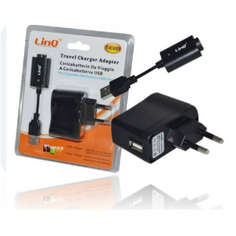 foto del prodotto trade shop traesio linq alimentatore caricabatterie porta usb cavo per sigaretta elettronica ego t eu02 