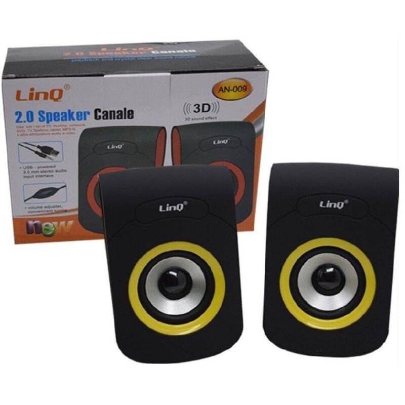 foto del prodotto trade shop traesio - linq - altoparlanti speaker casse usb 3w jack 3,5mm per pc notebook linq an-009 color -