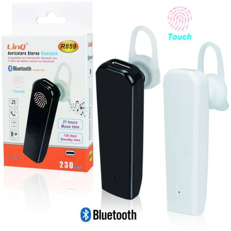 foto del prodotto trade shop traesio linq auricolare cuffia stereo bluetooth per smartphone tablet touch android ios r859 