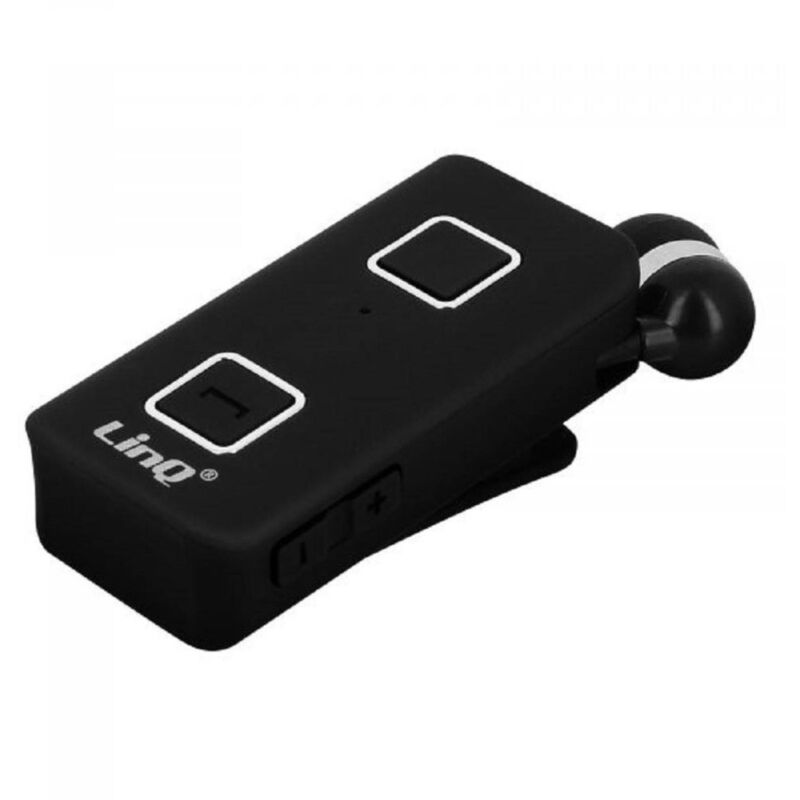 foto del prodotto trade shop traesio linq auricolare stereo bluetooth 10m wireless con clip on da collo retrattile r6330 