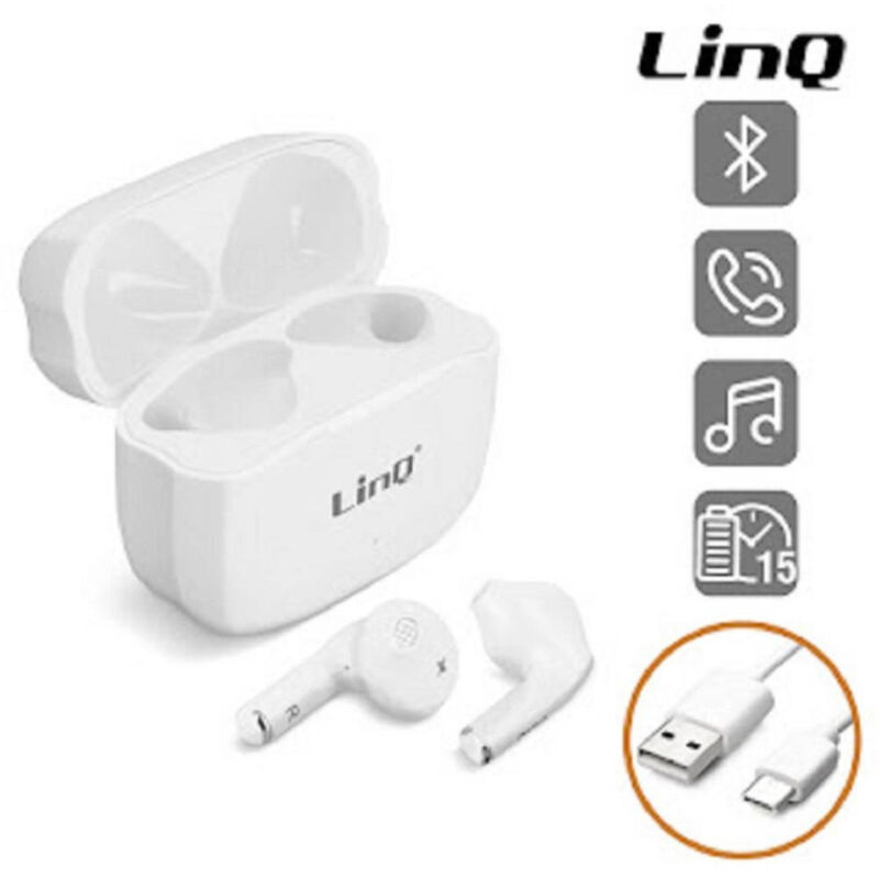 foto del prodotto trade shop traesio linq auricolari cuffie bluetooth wireless controllo touch con scatola di ricarica r535 