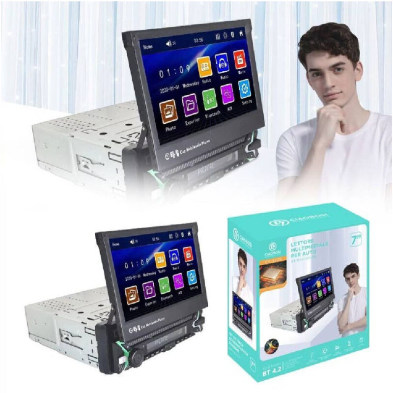 foto del prodotto trade shop traesio linq autoradio con monitor 7 hd lettore multimediale per auto 60wx4 bluetooth cx 8225 