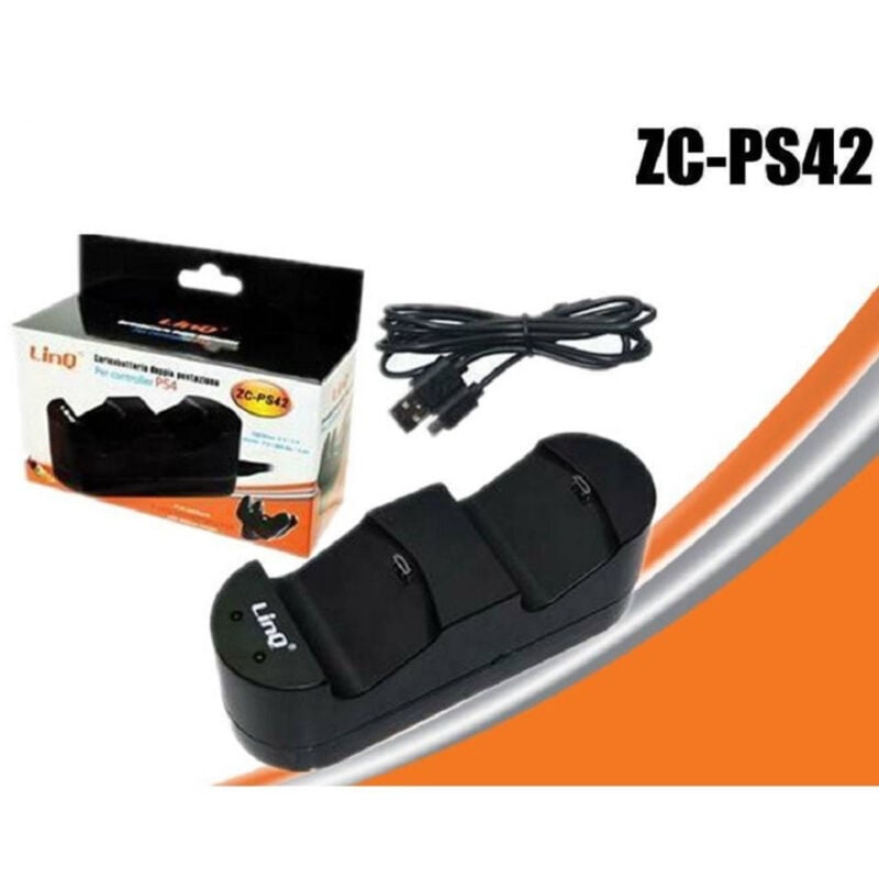 foto del prodotto trade shop traesio linq base caricabatteria doppia dock per 2 controller joypad joystick ps4 cavo zc ps42 