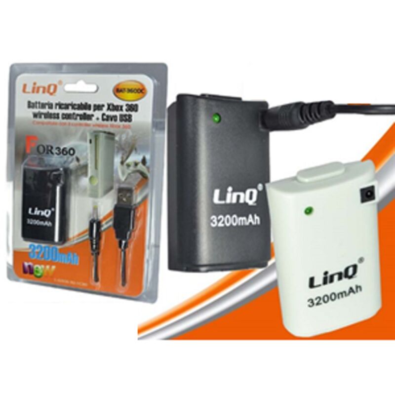 foto del prodotto trade shop traesio linq batteria ricaricabile per controller xbox 360 da 3200 mah linq bat 360dc 