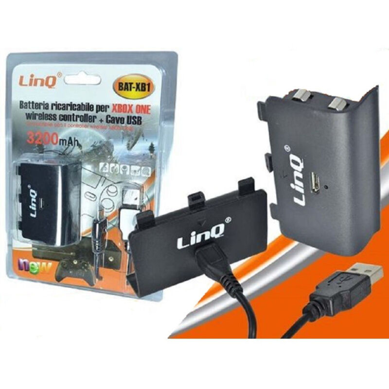 foto del prodotto trade shop traesio linq batteria ricaricabile per controller xbox one ricaricabile 3200mah cavo usb bat xb1 