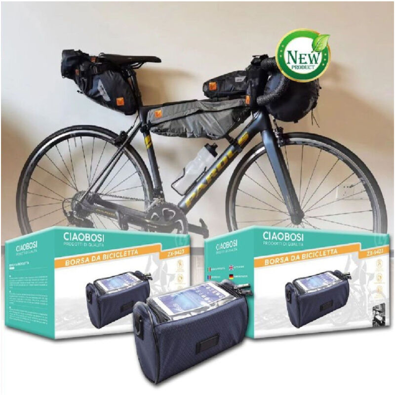 foto del prodotto trade shop traesio linq borsa manubrio bicicletta bici tasca touch navigatore smartphone tracolla zx 9423 