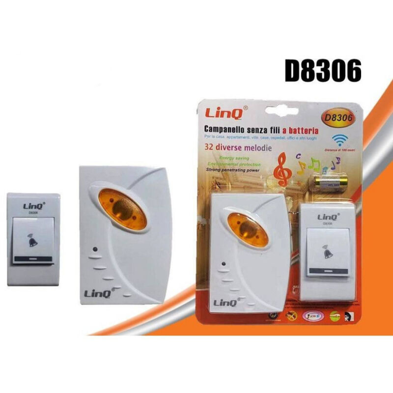 foto del prodotto trade shop traesio linq campanello wireless a batteria senza fili 32 melodie casa porta distanza 100mt d8306 