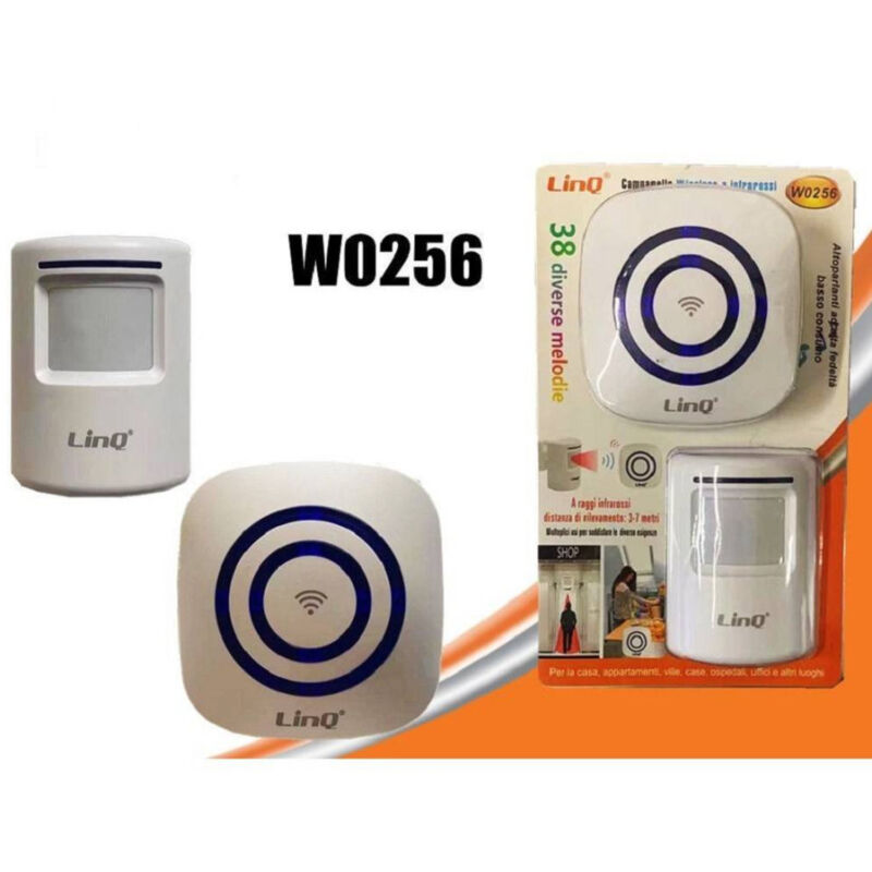 foto del prodotto trade shop traesio linq campanello wireless senza fili 38 melodie sensore infrarossi per case uffici w0256 
