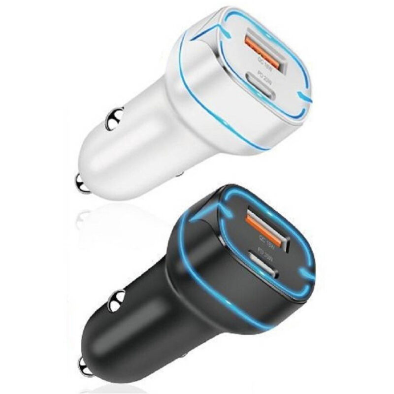 foto del prodotto trade shop traesio linq caricatore auto led qc pd 38w caricabatterie type c usb accendisigari rapido ctpc38w 