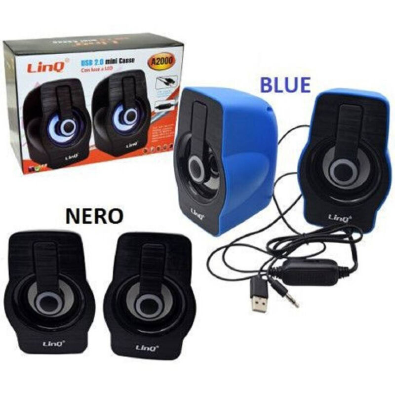 foto del prodotto trade shop traesio linq casse usb 2.0 mini speaker altoparlanti con luce led pc notebook netbook a2000 