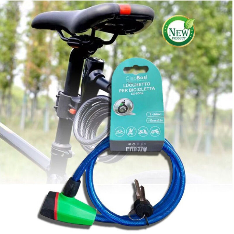foto del prodotto trade shop traesio linq catena antifurto lucchetto per bici bicicletta scooter moto 80cm 2 chiavi cx 9562 