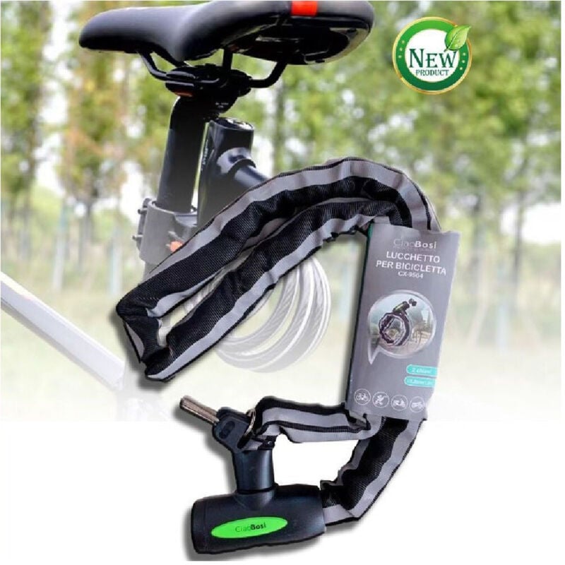 foto del prodotto trade shop traesio - linq - catena sicurezza antifurto lucchetto bicicletta scooter rivestita tessuto cx-9564 -