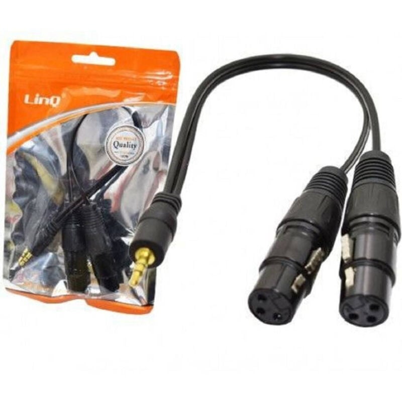 foto del prodotto trade shop traesio linq cavo adattatore audio da jack 3,5 mm maschio stereo a 2 xlr femmina 30cm kl 9252 