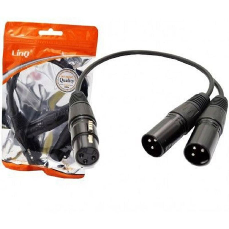 foto del prodotto trade shop traesio linq cavo adattatore audio da xlr femmina a 2 xlr maschio microfono splitter kl 9240 